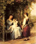 Fritz Zuber-Buhler Tickling the Baby oil painting reproduction